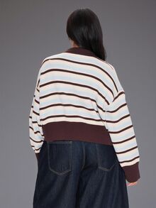 MUSERA Blue White Stripe Graphic Stripe Long Sleeve Jumper Fall Everyday Streetwear Casual Going Out Birthday Club Weekdaze - Multicolor - View 4