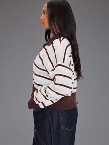MUSERA Blue White Stripe Graphic Stripe Long Sleeve Jumper Fall Everyday Streetwear Casual Going Out Birthday Club Weekdaze - Multicolor - View 3