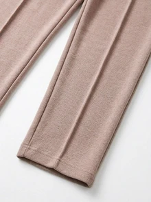 Zayélia Women's Solid Color Stand Collar Long Sleeve T-Shirt And Pants Casual 2 Pieces Set - Khaki - View 5