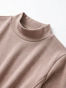 Zayélia Women's Solid Color Stand Collar Long Sleeve T-Shirt And Pants Casual 2 Pieces Set - Khaki - View 4
