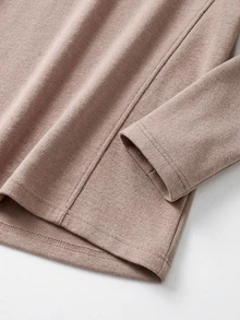 Zayélia Women's Solid Color Stand Collar Long Sleeve T-Shirt And Pants Casual 2 Pieces Set - Khaki - View 6