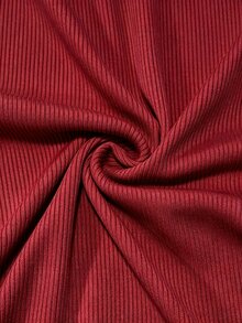 RosyDaze Autumn/Winter Sweet & Gentle Style Pink Ribbed Knit Base Layer Top, Chiffon Frill Trim Semi-High Neck Pearl Button Fitted Flared Long Sleeve T-Shirt, Versatile Inner Top For Commute And Date - Burgundy - View 8
