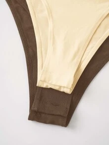SHEIN BASICS 2件組女款純色針織圓領長袖連身衣，黑色與白色 - 彩色 - 查看 6