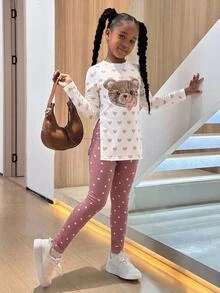 SHEIN Kaos Koordinat untuk Anak Perempuan Remaja - Putih - View 1