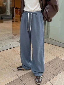 DAZY Women's Drawstring Waist Loose Casual Jogger Sweatpants,Women Joggers - Teal Blue - View 4