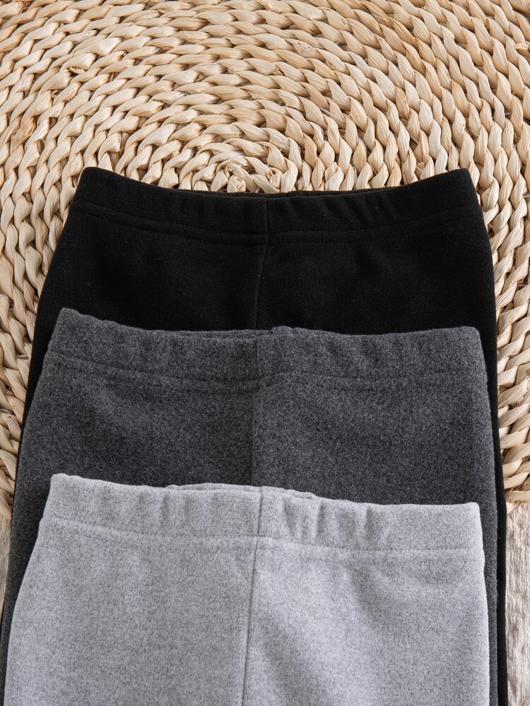 SHEIN Vintaside Kids Baby Girl Casual Minimalist Solid Color Tight-Fitting Leggings, 3-Pack, Autumn/Winter - Multicolor - View 6