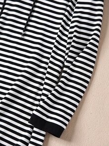 Rusticease Women's Striped Colorblock Casual Daily Summer Long Hooded Dress - Black - View 5