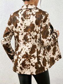 SHEIN 女款冬季黑色長袖修身性感西裝外套 - 棕色 - 查看 2