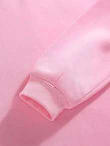 Pakaian Musim Gugur Fleece untuk Anak Perempuan Remaja, Kaos Lengan Panjang Kasual Leher Bulat Warna Polos untuk Sehari-hari, Pakaian Liburan, Sweater - Berwarna merah muda - View 4