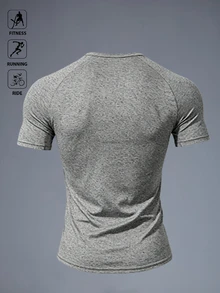 Acti Log Men Round Neck Raglan Sleeve Sports Tee, Gym - Light Grey - View 2
