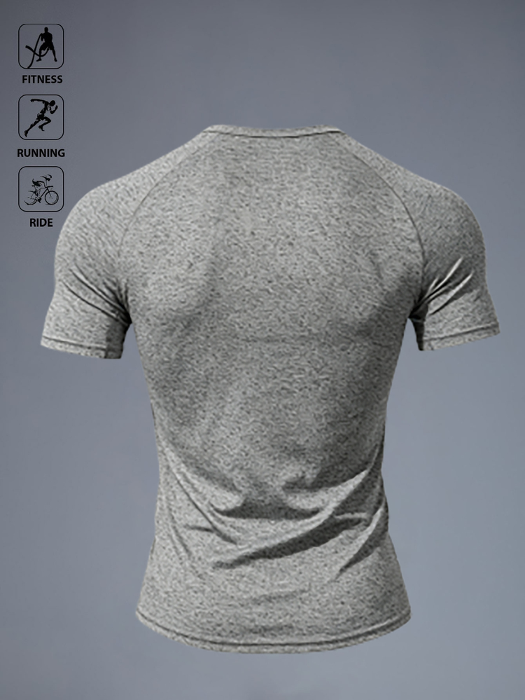 Acti Log Men Round Neck Raglan Sleeve Sports Tee, Gym - Light Grey - View 2