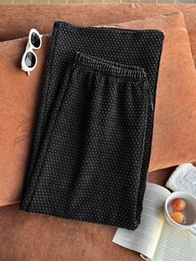 Comfortcana Plus Size All-Season Vintage Washed Drawstring Black Casual Sweatpants - Black - View 3