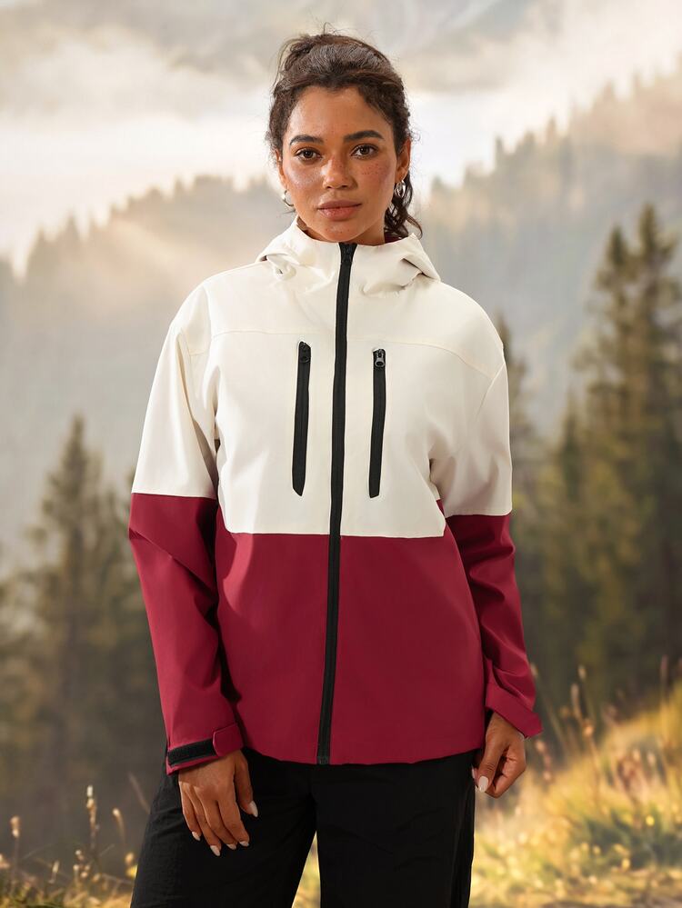 Modviera Women's Colorblock Hooded Outdoor Softshell Jacket - Beige - View 6