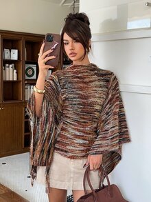 Aloruh 女款小立領彩色針織不對稱袖口設計時尚休閒上衣 - 彩色 - 查看 6