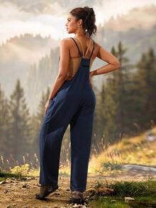 Exploreva Exploreva Jumpsuit Olahraga Luar Ruangan Wanita dengan Dua Saku - Navy Blue - View 2