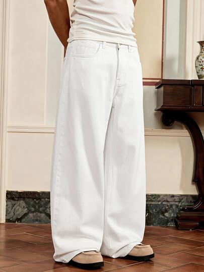 Athstrex Men's Plus Size Wide Leg Loose Casual Versatile Denim Jeans With Pockets Halloween Winter Party Autumn