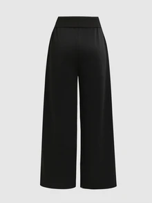 SHEIN Teen Girl Teen Girls Loose Straight Leg Black Letter Print Long Pants Casual Style - Black - View 3