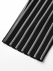 SHEIN Clasi Plus Size Women's Fashion Commuter Business Striped Print Straight Leg Wide Leg Pants Suitable For Spring Summer Autumn - Multicolor - View 3