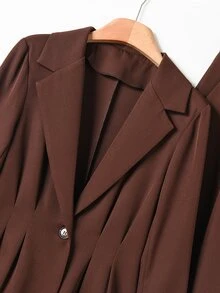 Rusticease Blus Kancing Depan Sederhana dan Celana Panjang Kasual Elegan untuk Wanita dengan Saku, Cocok untuk Musim Panas/Pakaian Kerja Kantor Wanita Warna Merah Tua - Chocolate Brown - View 6