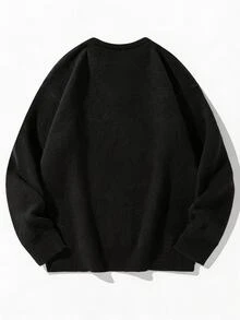 Manfinity CasualKnits Sweater Lengan Panjang Kasual Serbaguna untuk Pria dengan Kerah Bulat, Motif Tengkorak Goth, Cocok untuk Pemakaian Sehari-hari - Hitam - View 4