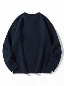 Manfinity CasualKnits Dishini Halloween Party Attire Costumes Men's Autumn/Winter Casual Letter Pattern Sweater Goth Skull Put It On And You'll Be The Brightest One! - Black - View 4