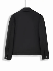 Manfinity CasualCool Men's Black Lapel Collar Open Front Slim Fit Commuter Casual Wool Blend Jacket - Black - View 2