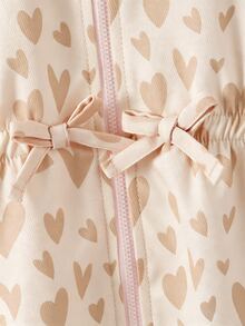 SHEIN Genkimix Kids 女童連帽極簡風外套，秋季新款，波點連帽設計，適合上學穿著 - 杏色 - 查看 9