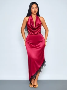 SOLERSUN Women Long Dresses Party Night Night Out Burgundy Summer Elegant - Red - View 6