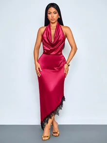 SOLERSUN Women Long Dresses Party Night Night Out Burgundy Summer Elegant - Red - View 9