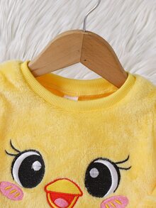 Cozy Pixies 男嬰卡通動物刺繡長袖上衣與長褲家居服，適合秋冬穿著 - 彩色 - 查看 3