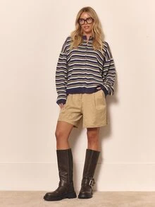 MUSERA Button Oversized Stripe Knit Cardigan Cute Cool Girl Cosy Everyday Clean Casual Old Money Evening Party Elegant Spring Sweater Vacation - Multicolor - View 5