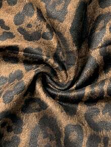 Linhara CURVE Plus Size Casual Autumn Leopard Print Pleated Sexy Mini Skirt Fall - Brown - View 8