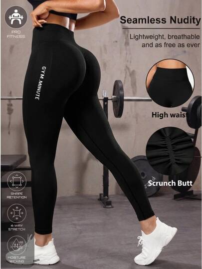 Solea Cove Solea Cove Letter Graphic Wideband Waist Sports Leggings Workout Leggings Yoga Women Pants