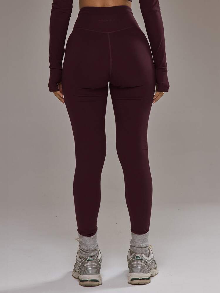 SHEIN X YERIMUA Musera Sport Cross Front Leggings Co-Ord Bottom Only Padel Winter Activewear Sport Gym Workout Alloy - Burgundy - View 5