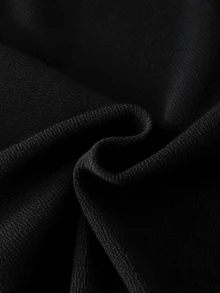 SHEIN Elladie kids Toddler Girl Contrast Ruffle Trim Double Breasted 2 In 1 Flared Dress, Cute Flounce Sleeve Mock Neck Knit A-Line Dress For Autumn 7th Birthday Autumn - Black - View 10