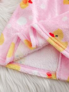 LMoss Kids ملابس منزلية كاجوال للبنات الصغيرات بنمط كرتوني لطيف للبطة الصغيرة مع ياقة من الفرو الصناعي للخريف - متعدد الألوان - مشاهدة 5