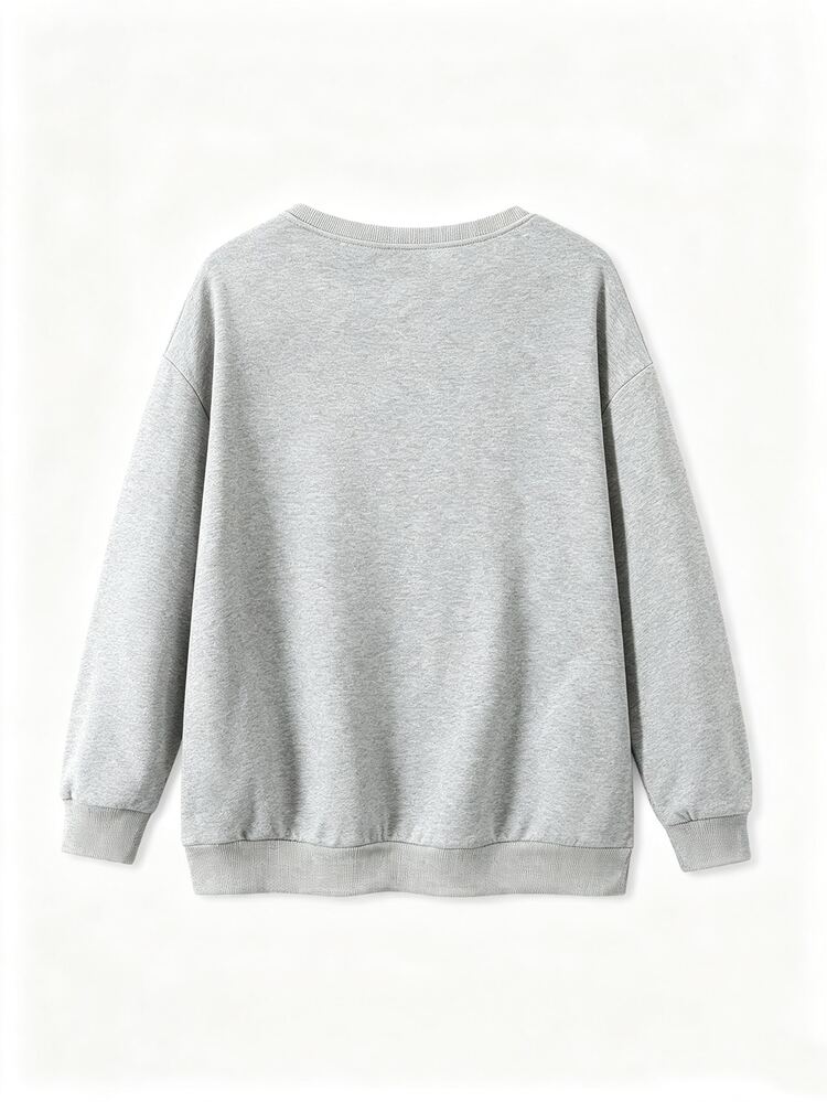 INAWLY Plus Size Autumn/Winter Atmosphere Merry Embroidered Drop Shoulder Casual Sweatshirt, Christmas Happy Embroidered Sports Sweatshirt, Christmas Happy Chenille Yarn Sports Sweatshirt, Christian Gift Customized Personalized Autumn Sweatshirt, Autumn/Winter Sweatshirt Fashion Gift - Light Grey - View 2