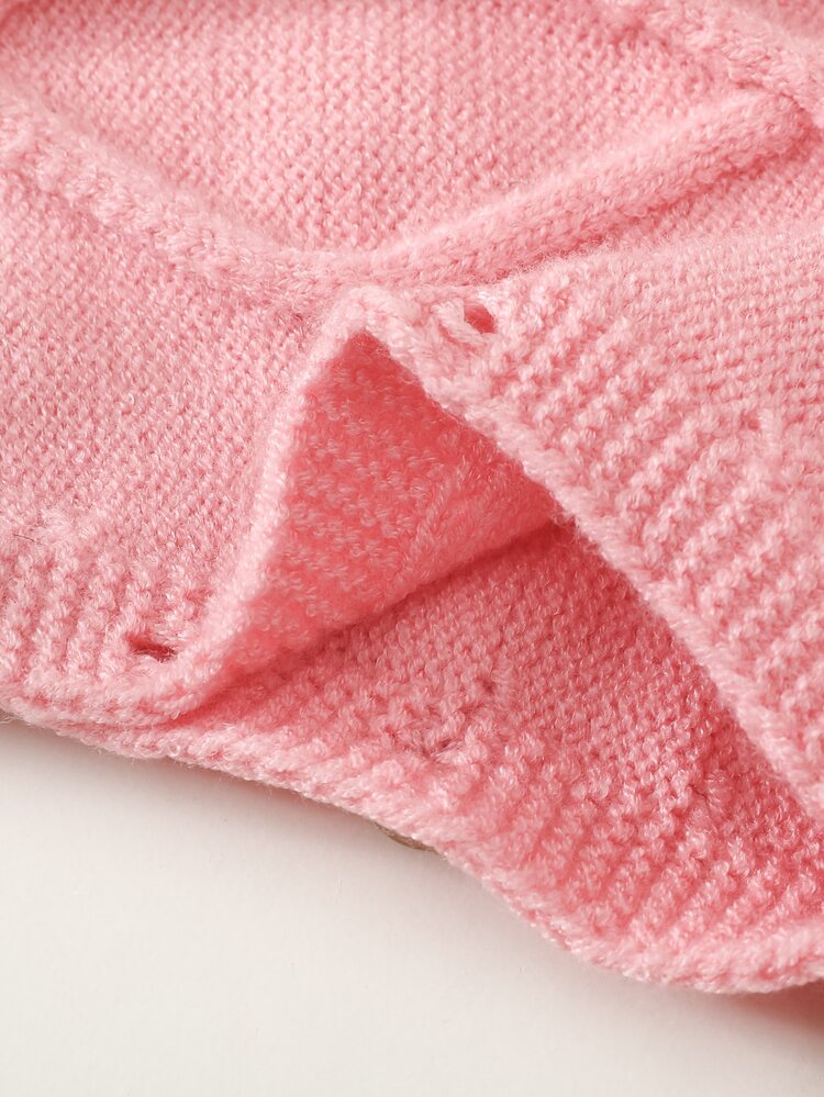 SHEIN 1 buah Romper Pink dengan Tali Ruffle, Jumpsuit Rajut Kabel Bordir yang Indah, Jumpsuit Sweater Bayi, Pakaian Manis yang Modis, Lembut dan Nyaman, Cocok untuk Sehari-hari, Jalan-jalan, Perjalanan, Liburan, di Rumah, Penitipan Anak dan Acara Lainnya, Juga Cocok untuk Musim Gugur/Dingin, Natal, Kembali ke Sekolah, Pesta dan Acara Lainnya, Pakaian Serbaguna untuk Musim Semi/Musim Gugur/Dingin - Berwarna merah muda - View 7
