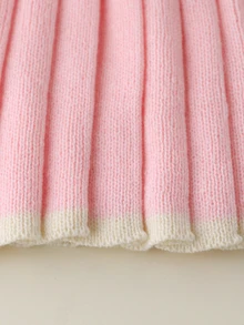 SHEIN 2pcs/Set Girls Cute Ruffled Collar & Ruffled Sleeve 3D Bow Decor Sweater And Pleated Skirt Autumn Winter - Baby Pink - View 7