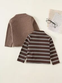 SHEIN 2件裝男嬰拼接長袖保暖內裡上衣 - 彩色 - 查看 2