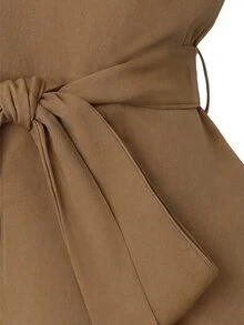 SHEIN CURVE+ Setelan 2 Potong Wanita Ukuran Plus Minimalis Elegan untuk Musim Gugur: Kemeja dan Celana Panjang Belahan Lurus - MultiWarna - View 5