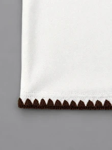 Trelyra Minimalist Casual Round Neck Contrast Color Knit Top - White - View 8