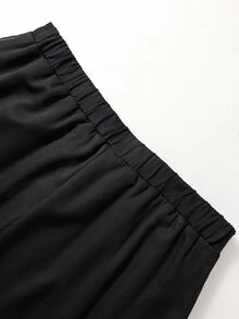 SHEIN CURVE+ Plus Size Women's Elegant Loose Midi Skirt, Pleated Design - Black - View 3