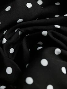 Balvessa Women's Polka Dot Contrast Button Vacation Dress For Travel - Black - View 5