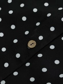 Balvessa Women's Polka Dot Contrast Button Vacation Dress For Travel - Black - View 4