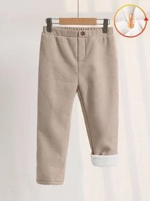 SHEIN Baby Boy Solid Color Casual Versatile Daily Wear Long Autumn Winter Pants - Khaki - View 1