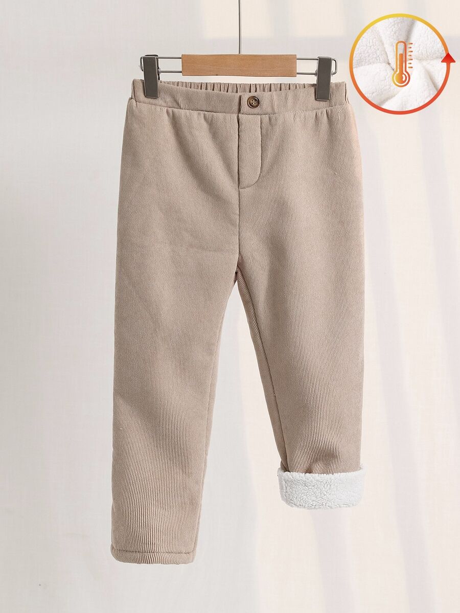 SHEIN Baby Boy Solid Color Casual Versatile Daily Wear Long Autumn Winter Pants - Khaki - View 1