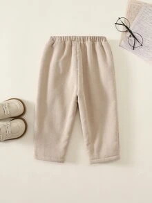 SHEIN Baby Boy Solid Color Casual Versatile Daily Wear Long Autumn Winter Pants - Khaki - View 2