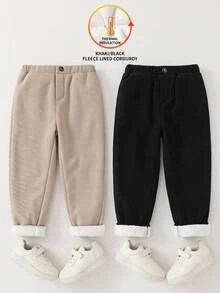 SHEIN Baby Boy Solid Color Casual Versatile Daily Wear Long Autumn Winter Pants - Khaki - View 7