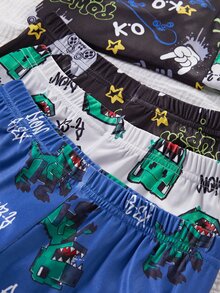Boys' Black Base Simple Fashionable Blue Print Pattern Long Sleeve Fall Autumn/Winter Pants Snug Fit Loungewear Crew Neck Knit Cartoon Animal 2pcs - Multicolor - View 7